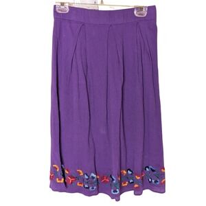 NWT Antthony Purple Midi Skirt M Embroidered Hem Boho Peasant‎ Festival Cottage